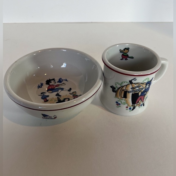 Shenango China Child’s Bowl and Mug Set Jack Be Nimble, Peter Pumpkin Eater - Picture 14 of 14